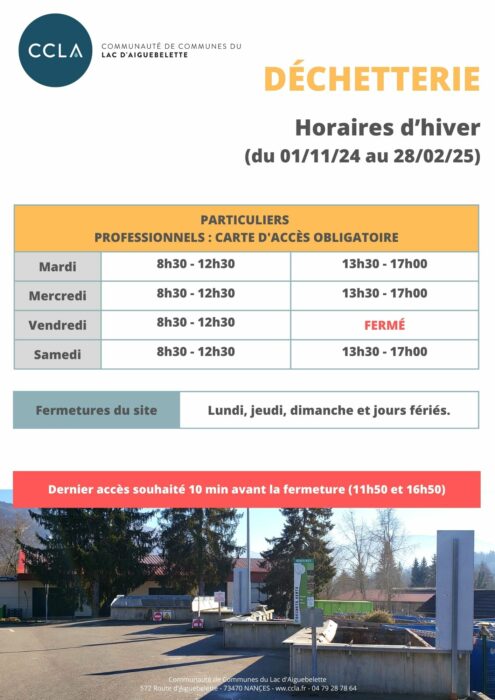 Déchetterie / Changements horaires à partir du 1er janvier 2025♻️